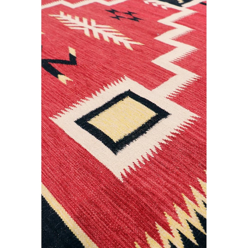 Pasargad Home Tuscany Reversible Wool Red Area Rug - 6' 3'' X 8'10''