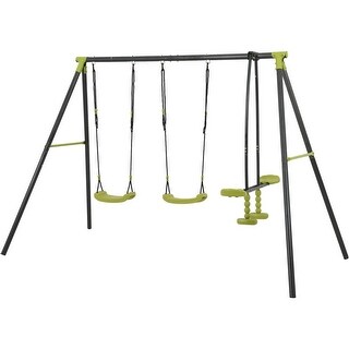 100.78 in. W Triple Children Metal safe swing set 440lbs for age 3+