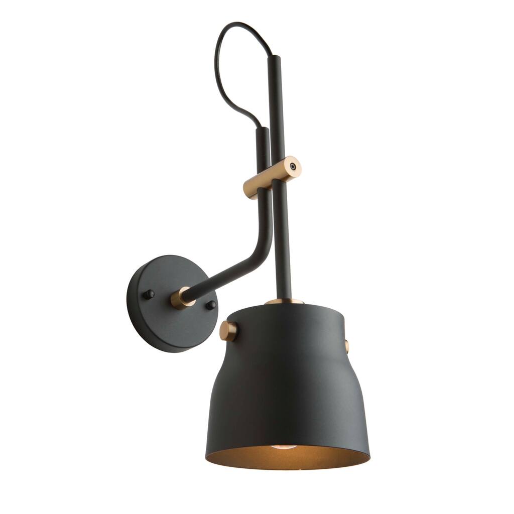 Artcraft Euro Industrial - Wall Light - Matte Black/Harvest Brass