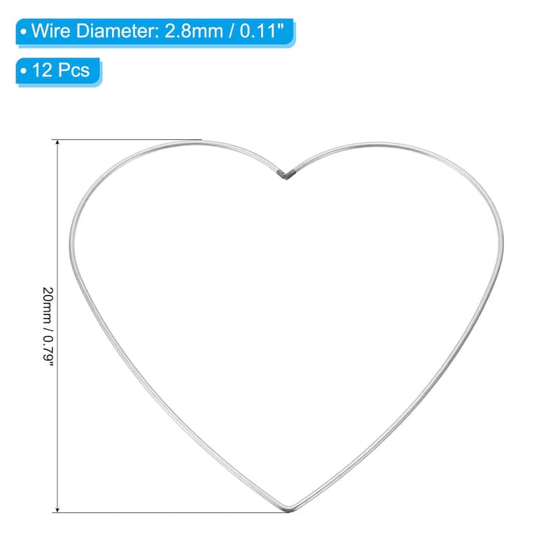 Dream Catcher Rings, Metal Heart Shape Macrame Wreath Floral Hoop - Silver - 12 Pcs