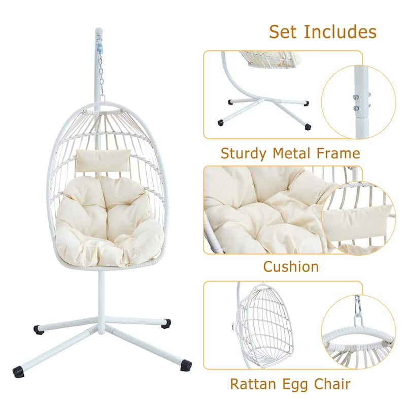 Iron Wicker Hanging Egg Chair