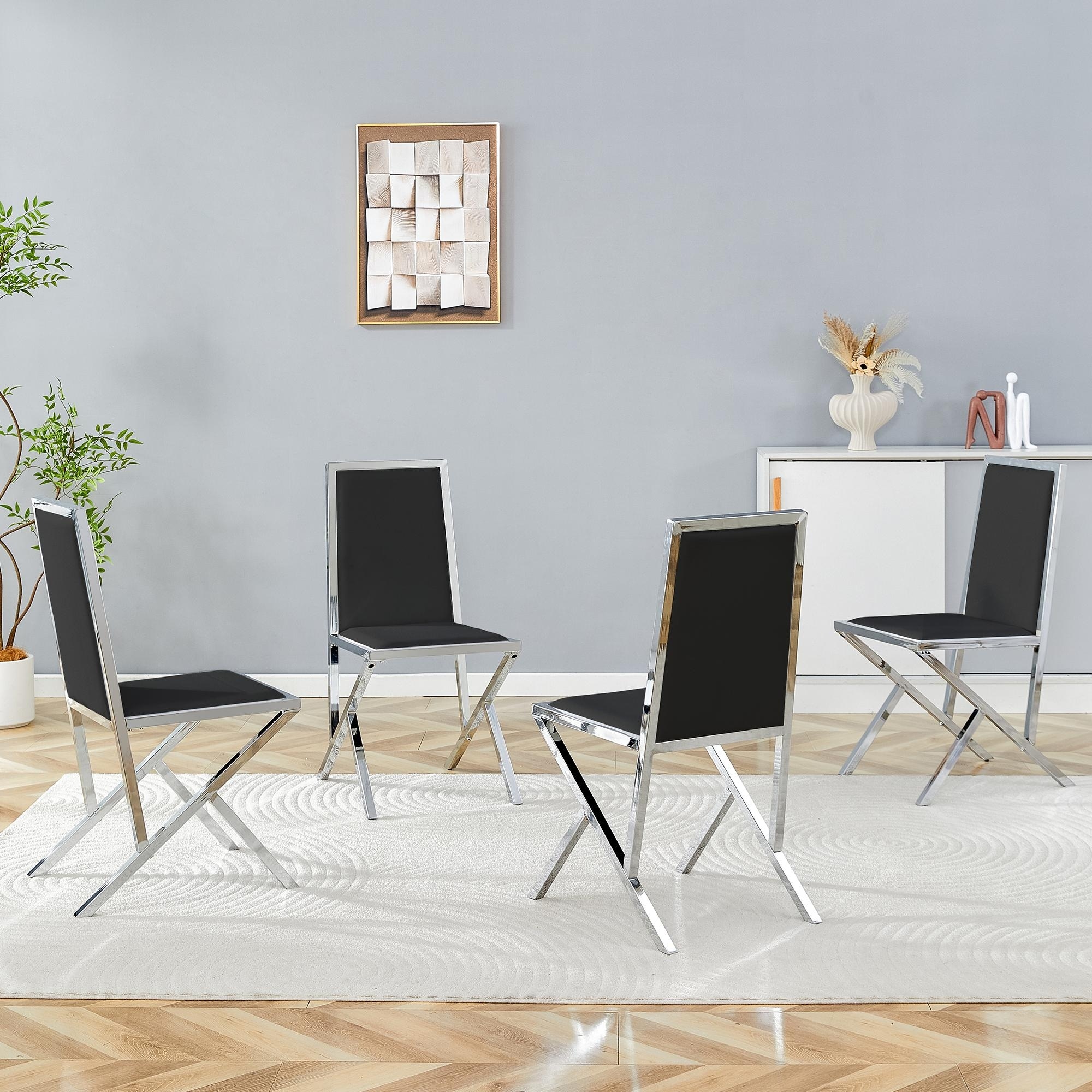 Metal Framed Dining Chair Set With Ergonomic Design