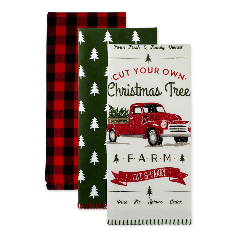 DII Asst Christmas Truck Dishtowels Set/3