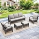 preview thumbnail 63 of 174, Pocassy Outdoor Patio Furniture Set 5PCS Sofa Patio Chair with Ottoman - Brown Rattan - Beige Cushion