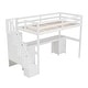 preview thumbnail 15 of 15, Pine Wood Twin Size Loft Bed Frame with Built-in Desk and Double Storage Drawers, Space-Saving Design for Bedroom, White