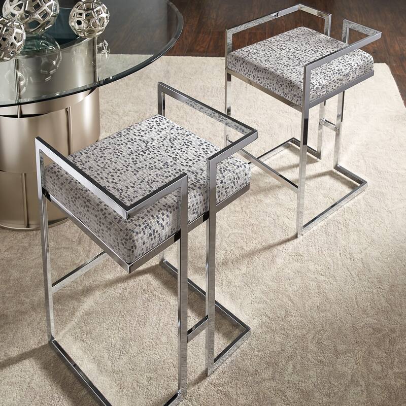Tanner Velvet Upholstered Chrome Finish Metal Barstool (Set of 2) by iNSPIRE Q Bold
