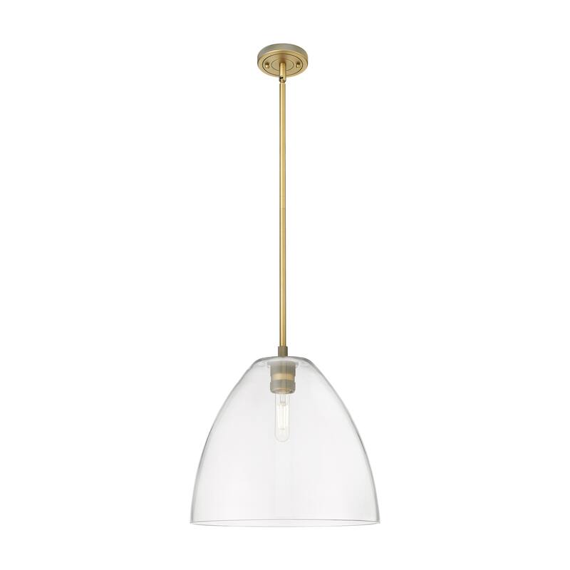 Innovations Lighting Downtown Urban - Crown Point - 1 Light 12" Bristol Stem Hung Pendant - Clear/Brushed Brass