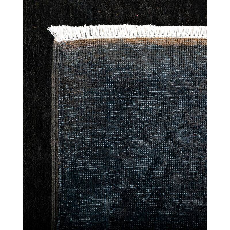 Overton Hand Knotted Wool Vintage Inspired Modern Contemporary Overdyed Black Area Rug - 8' 4" x 10' 5"