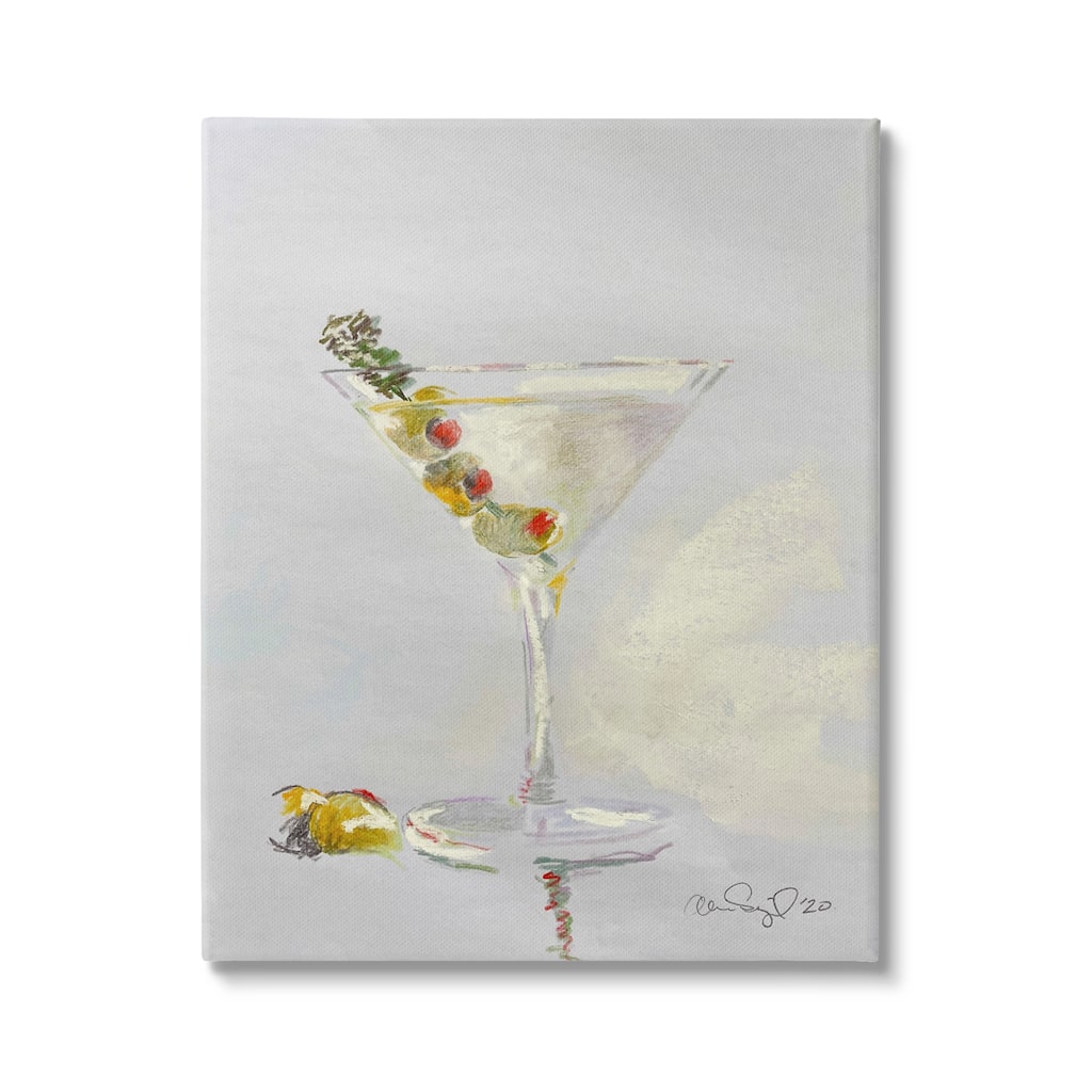 Stupell Olive Martini Glass Cocktail Bar Classic Style Canvas Wall Art
