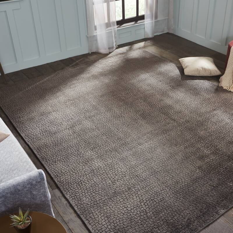 Handmade Mosaic Hand-loomed Solid Color Area Rug - 2' x 3' - Dark Grey