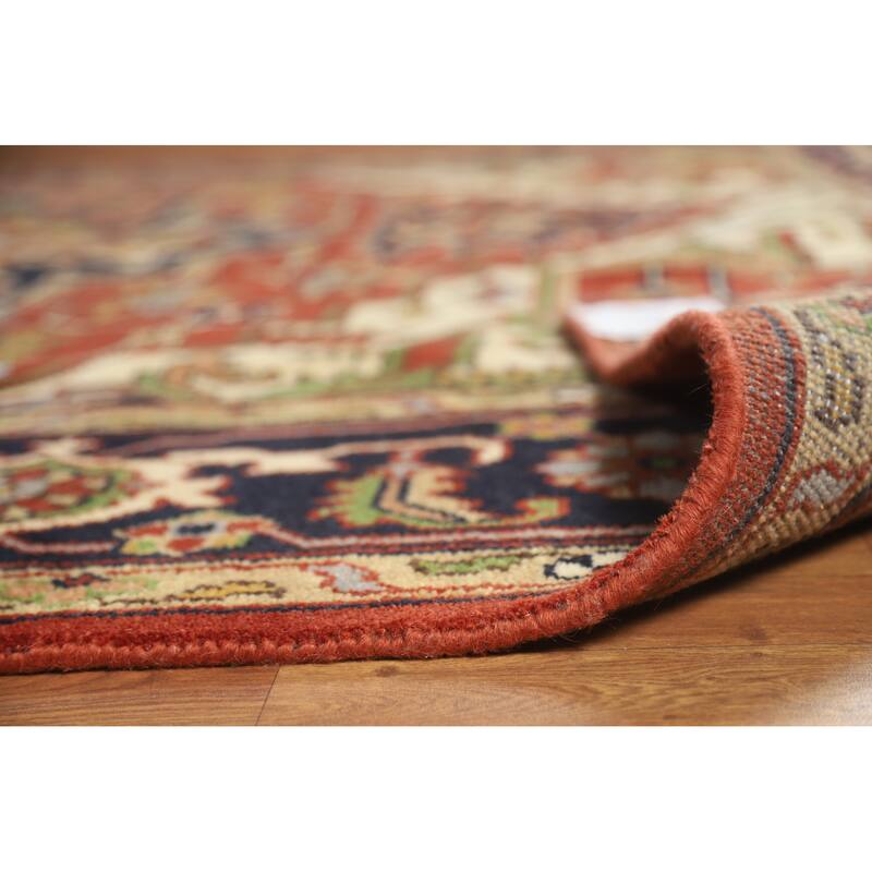 Orange Medallion Heriz Serapi Indian Area Rug Handmade Wool Carpet - 8'10" x 11'9"