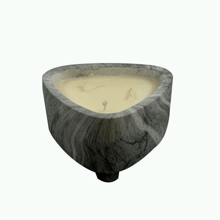 Grey Triangular Candle Bowl 15 Oz Set Elegant Marbled Home Decor