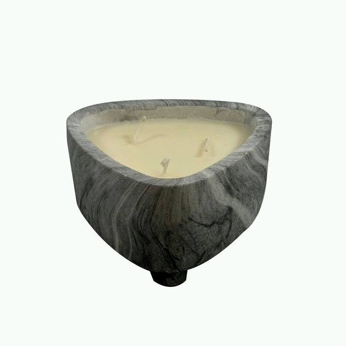 Grey Triangular Candle Bowl 15 Oz Set Elegant Marbled Home Decor