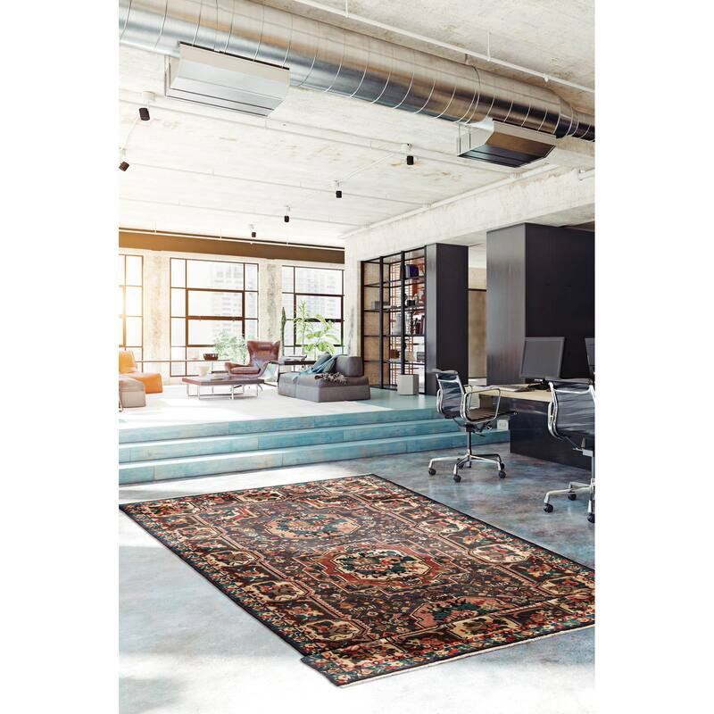 ECARPETGALLERY Hand-knotted Kayseri Vintage Navy Wool Rug - 5'4 x 10'4