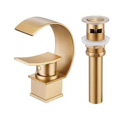 Luxury C-Shape Arc Waterfall Spout Single Handle 8 inch Bathroom Sink Faucet