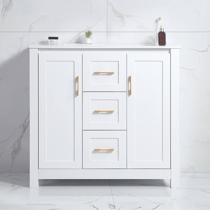 36" Bathroom Vanity with Undermount Single Sink and 2 Doors and 3 Drawers - 36''