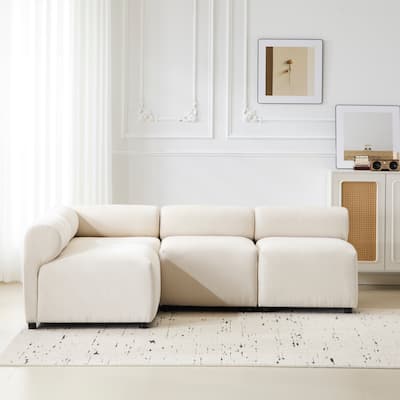 83 in. 4-Piece Beige Fabric L Shaped Modular Sofa for Living Rooms