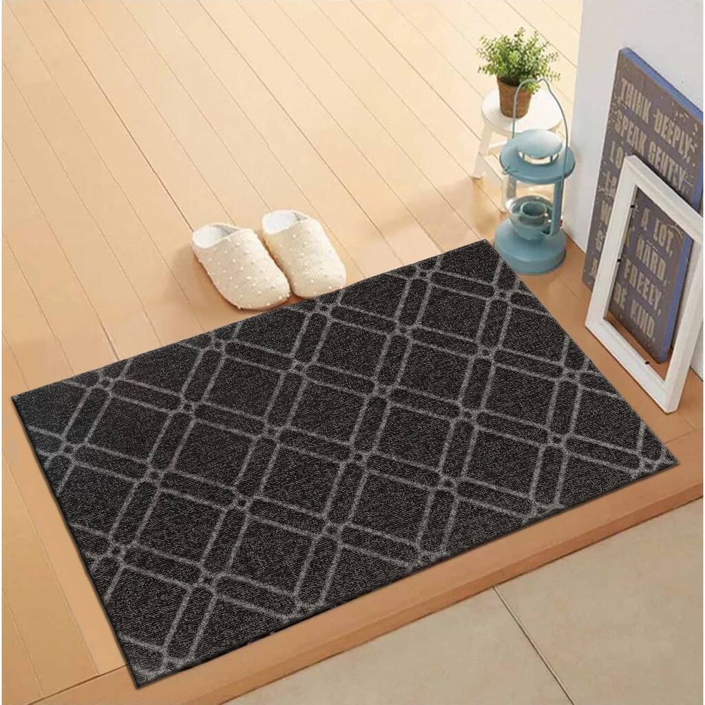 World Rug Gallery Geometric Grey Trellis Outdoor Door Mat