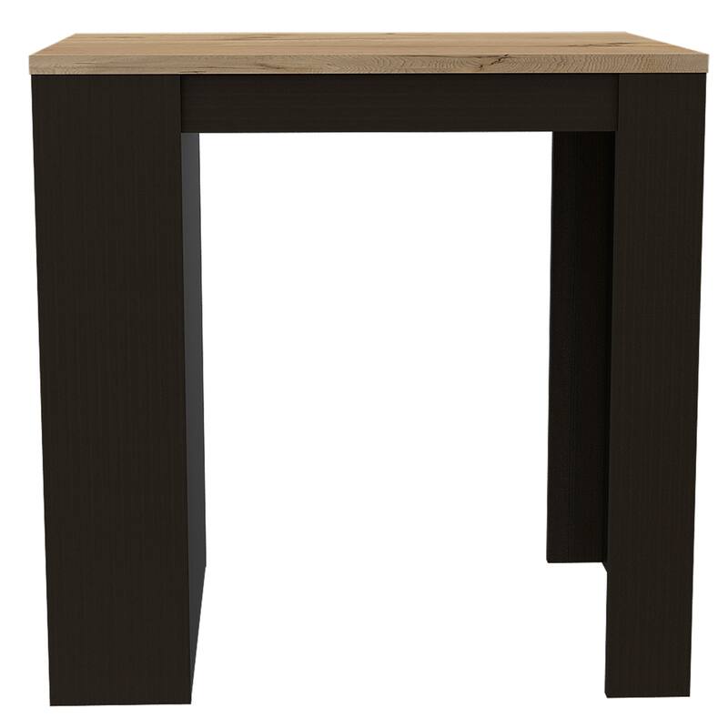 Black/Pine Kitchen Island Table with Open Shelves - 36" x 36" Countertop, Elegant Design