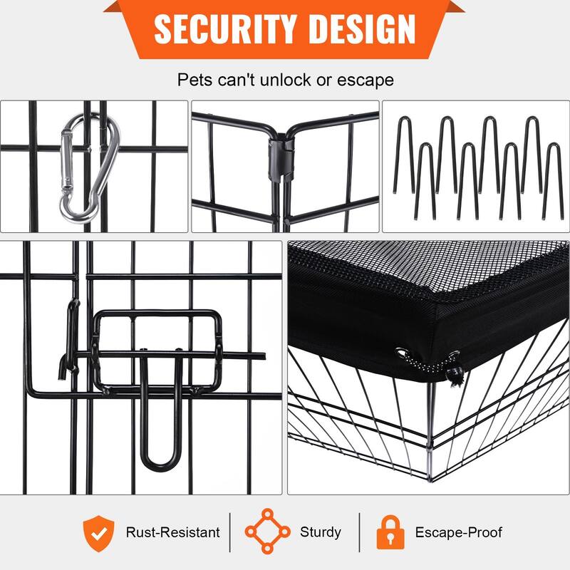 Foldable Dog Playpen 8 Panel Metal Fence for Small Medium Pets 24 Inch