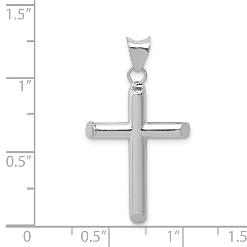 Curata 14k White Gold18" Polished Hollow Cross Pendant Necklace - 32.4x16.1mm