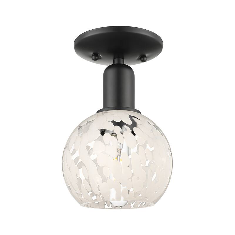 Innovations Lighting 716-1C-10-6 White Mouchette Semi-Flush White - Matte Black / White Mouchette