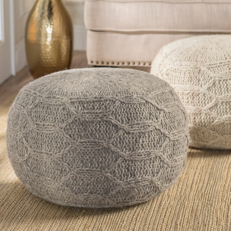 McCardell Handcrafted Boho Fabric Pouf by Christopher Knight Home