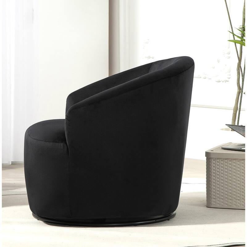 Accent Chair with Barrel-shaped Design and 360 Degree Swivel Feature