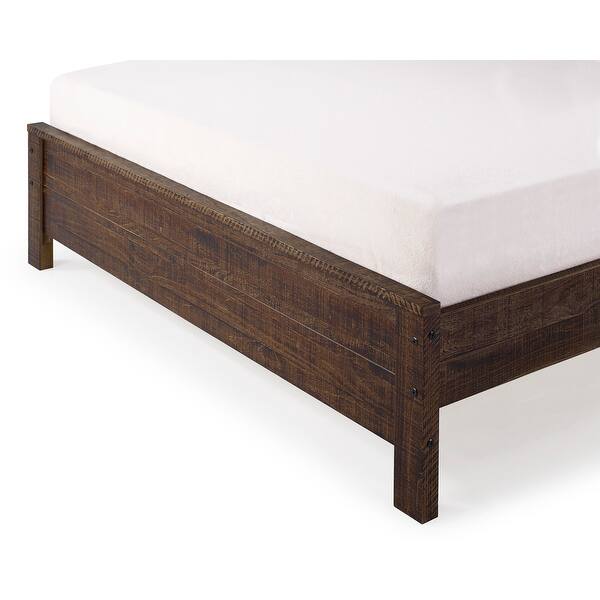 Albany Solid Wood Espresso Bed, Modern Rustic Wooden Full Size Bed Frames Box Spring Needed