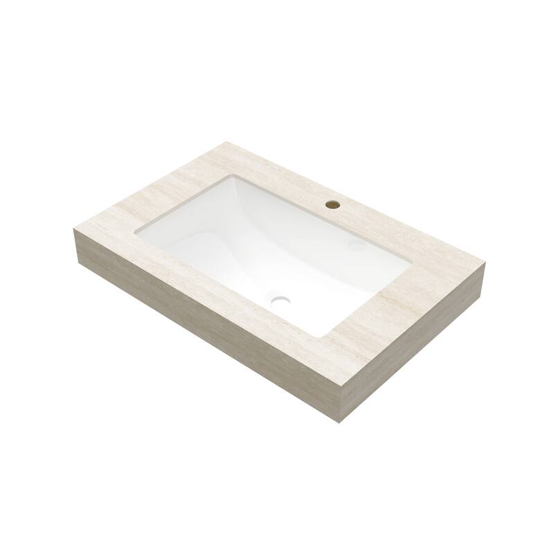 30" Sintered Stone Countertop & Ceramic Basin, NO Cabinet, NO Faucet and Sink Cover - Beige