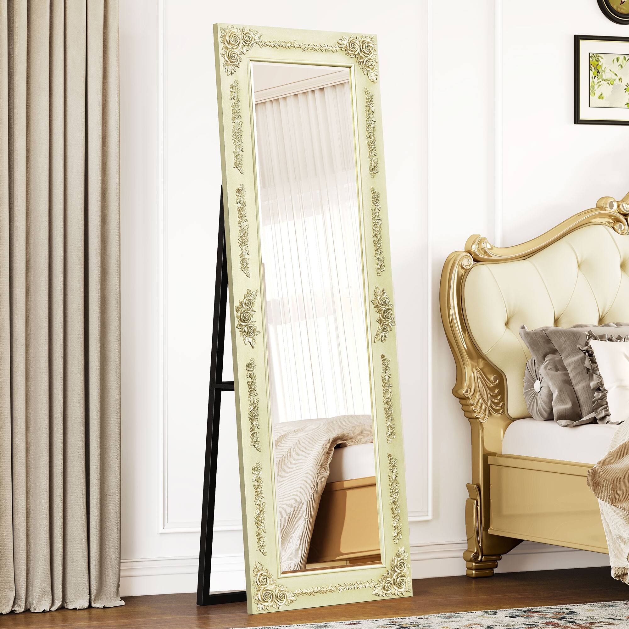 Moasis Floral Wooden Frame Full Length Floor Wall Mirror Standing