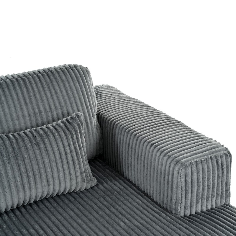 Modern Corduroy Sleeper Double Sofa Bed with 2 Pillows for Living Room