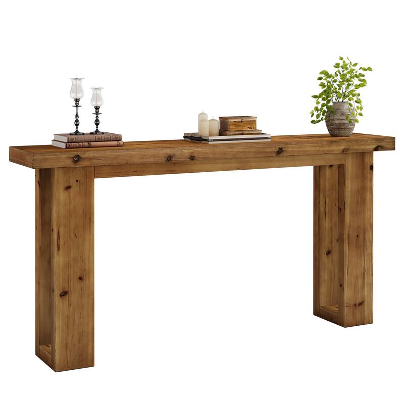 Solid Wood Sofa Table , 63-Inch Farmhouse Rectangular Console Table