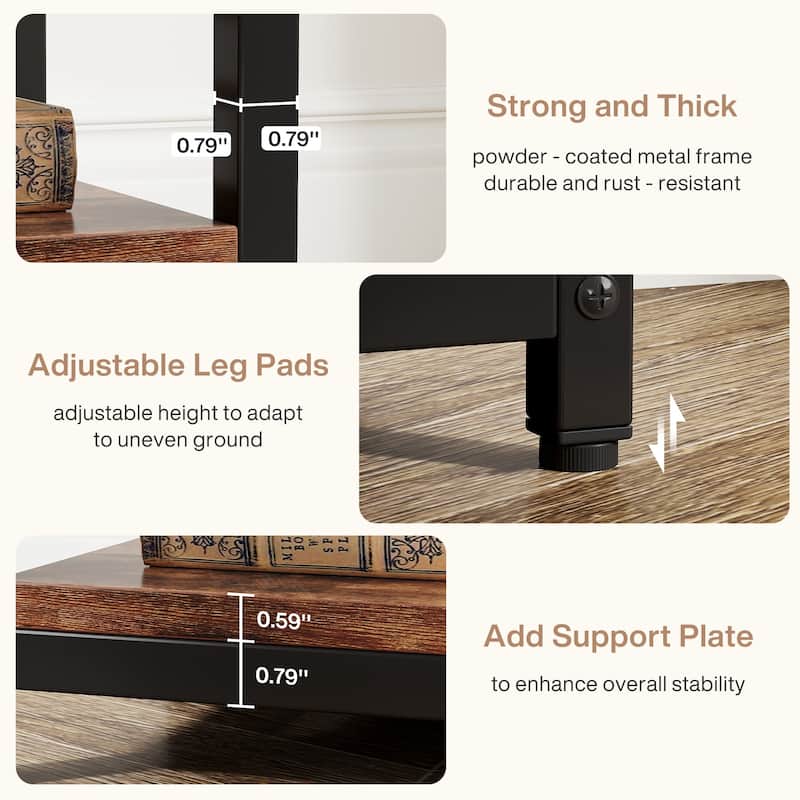 Bookshelf Industrial 5 Tier Etagere Bookcase, Freestanding Tall Bookshelves