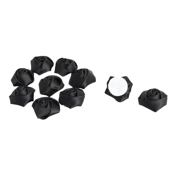 Wedding Party Banquet Satin Artificial DIY Crafts Flower Buds Rose Black 10 PCS