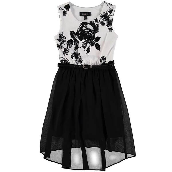 Shop Amy Byer Girls 7 16 Floral Blelted Chiffon Dress Black