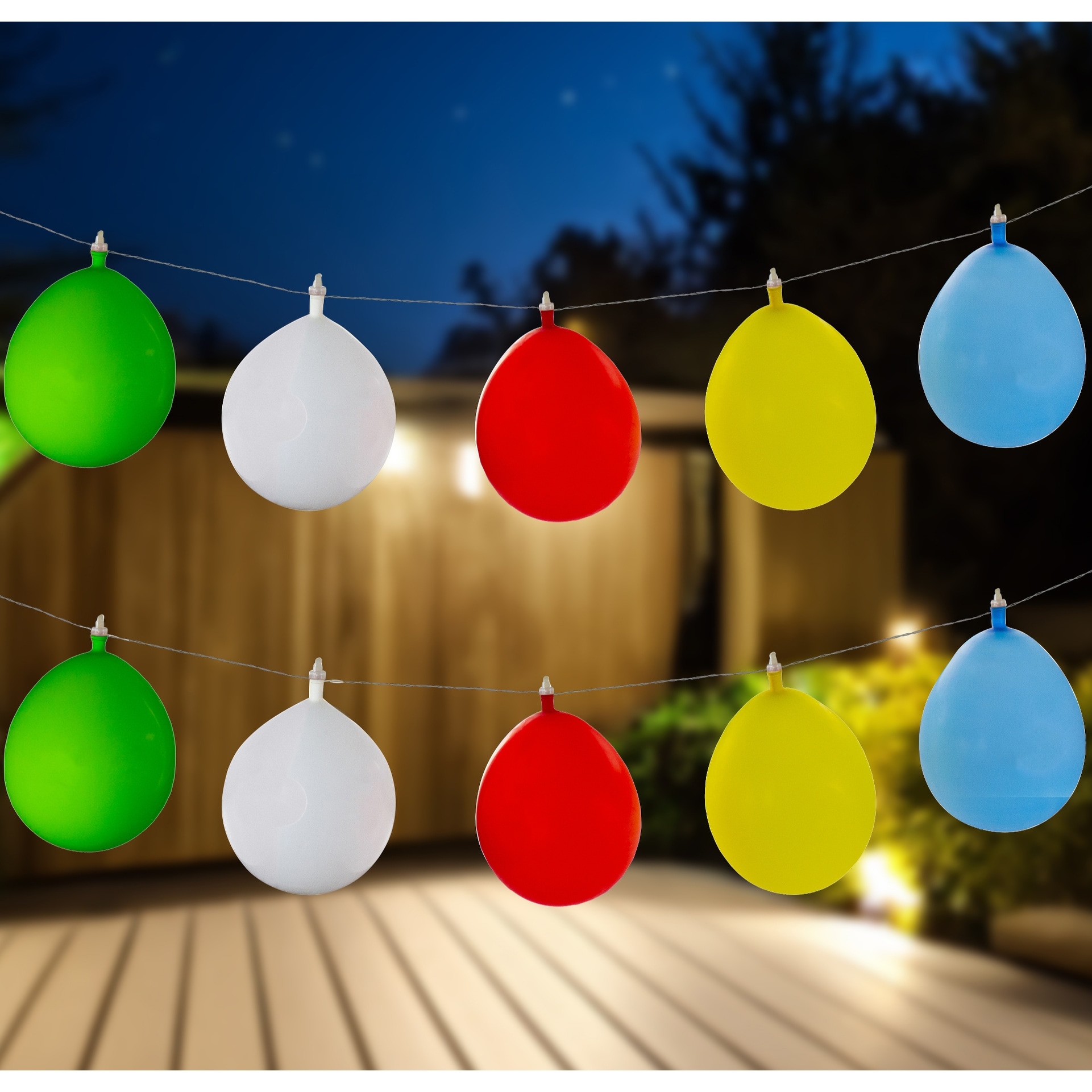 Led Inflatable Balloon Patio Light Set Multi-Color 10' Clear Wire 10Ct