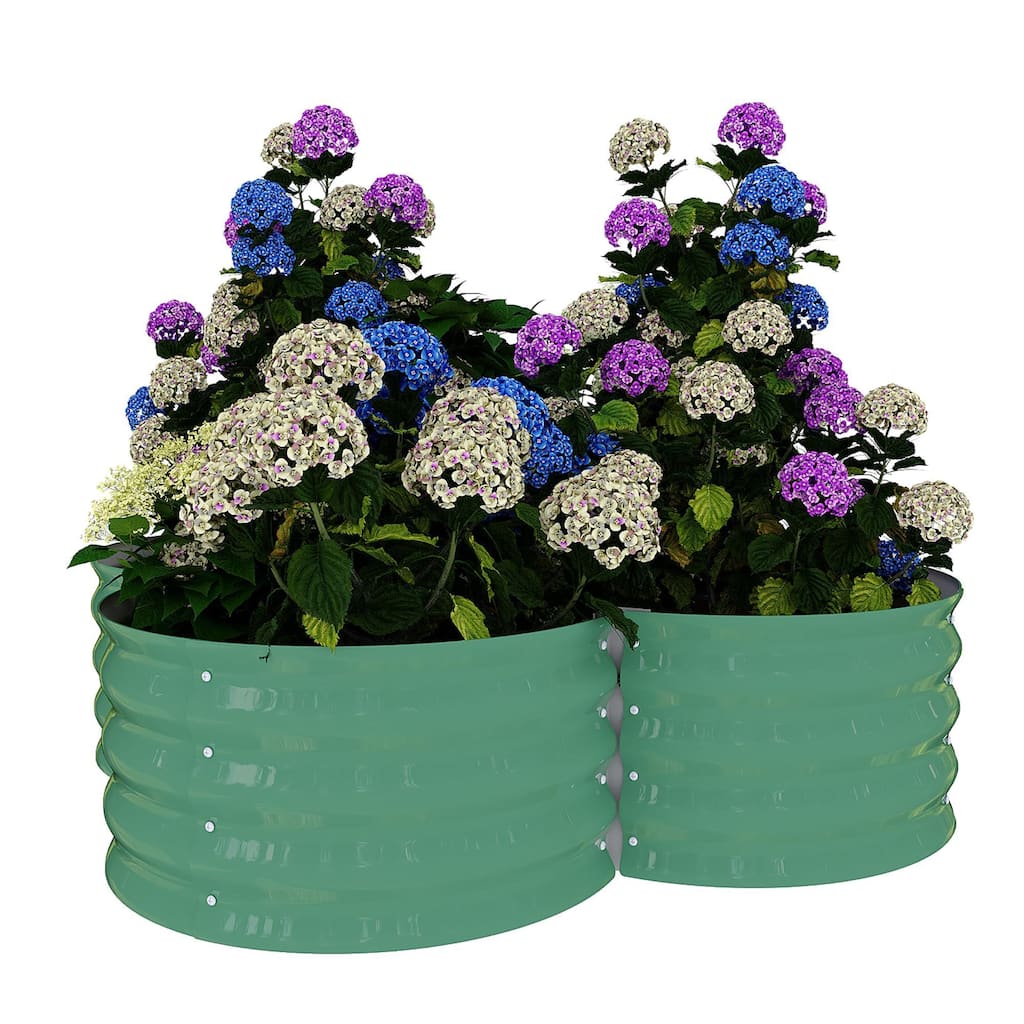 2 Pack 0.6mm Galvanized Steel Planter Boxes with Floral Edge Design