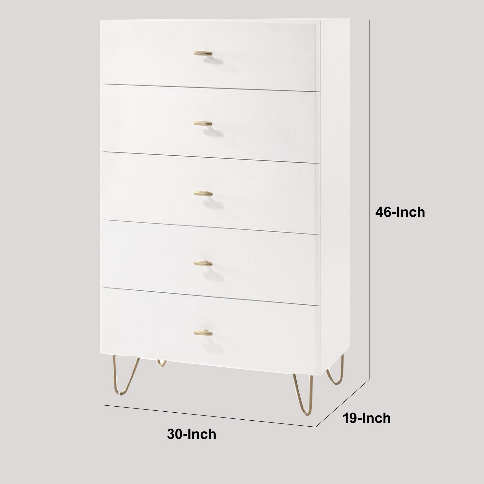 White and gold tall dresser top