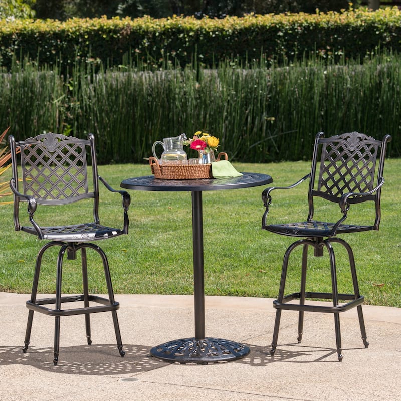 Arlana Outdoor 3-piece Aluminum Bar Set with Umbrella Hole by Christopher Knight Home - Copper