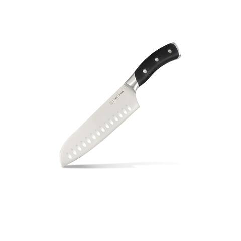 Dura Living Elite 7 inch Santoku Knife - Forged High Carbon German Stainless Steel Blade, Black