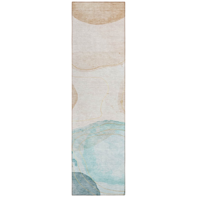 Machine Washable Indoor/ Outdoor Modern Shapes Chantille Rug