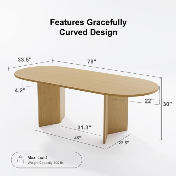dimension image slide 2 of 3, Solid Wood 79'' Oval Dining Table for 8 People Nordic style - 79*33.5