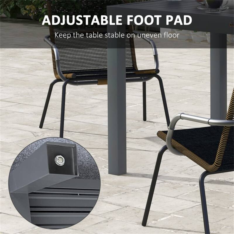 Aluminum Extendable Patio Dining Table for 6 People - 70.75"/35.5" L x 35.5"W x 29.5" H