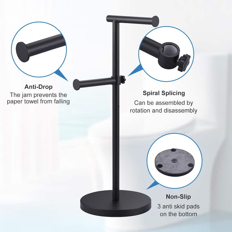 WOWOW Stainless Steel Freestanding Toilet Paper Holder in Modern - Matte Black