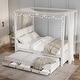 preview thumbnail 29 of 33, Upholstery Canopy Platform Bed with Trundle and Three Storage Drawers