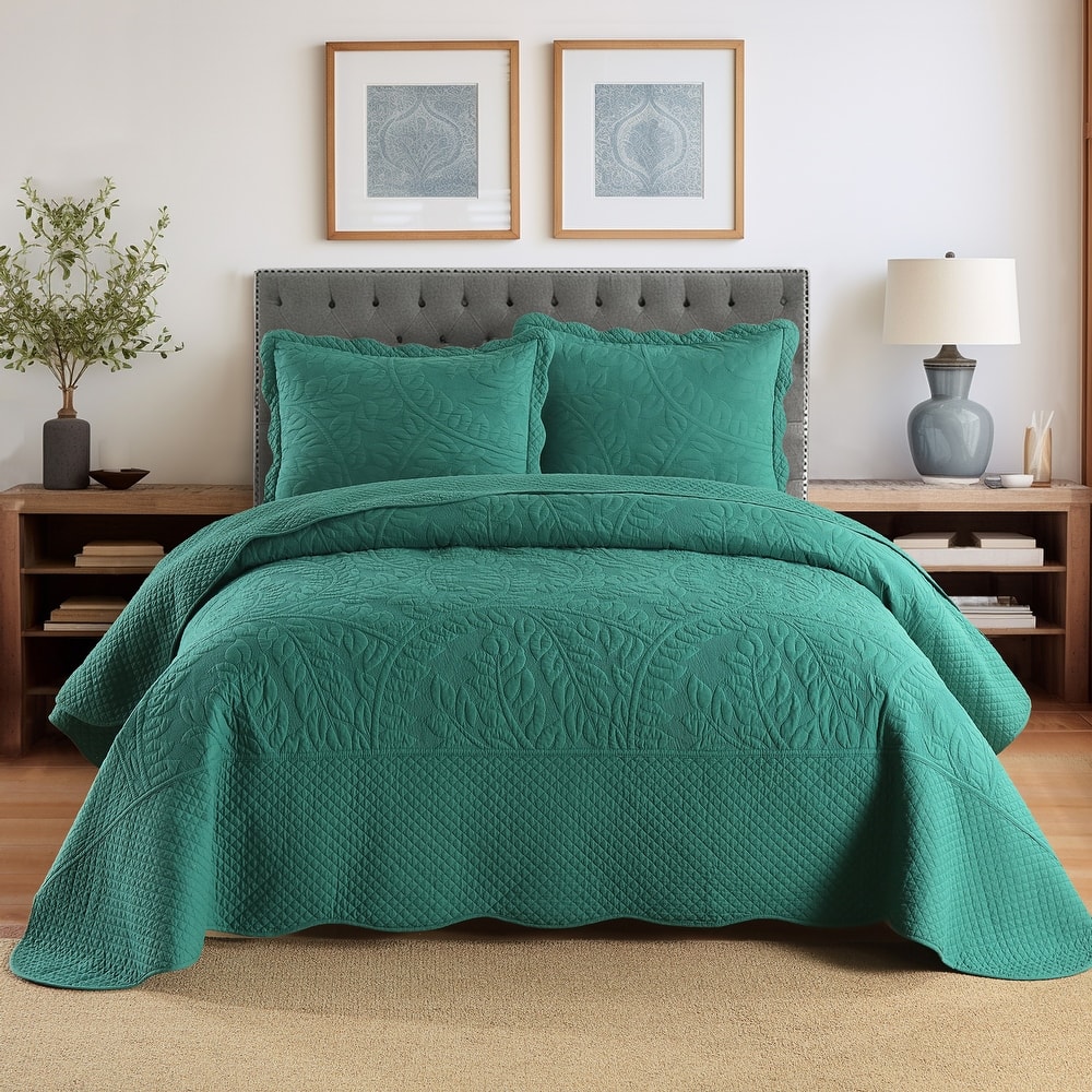 MarCielo 3 Piece Cotton Oversized Bedspread Quilt Set Tmonica