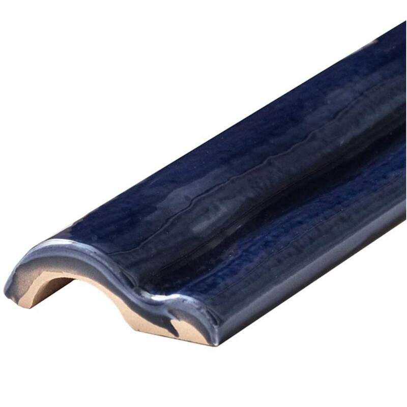 The Tile Life Talavera 2x6 Cobalt Ceramic Chair Rail Wall Tile - 2 x 6 - 1 Piece
