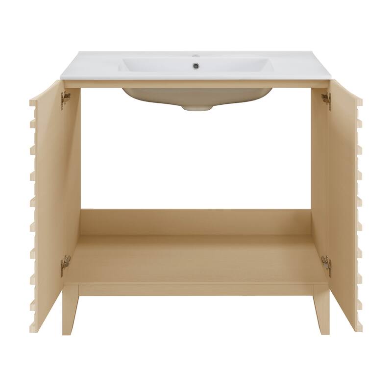 Cascade 30" Freestanding Bathroom Vanity In Natural Oak With Sink Top - 30