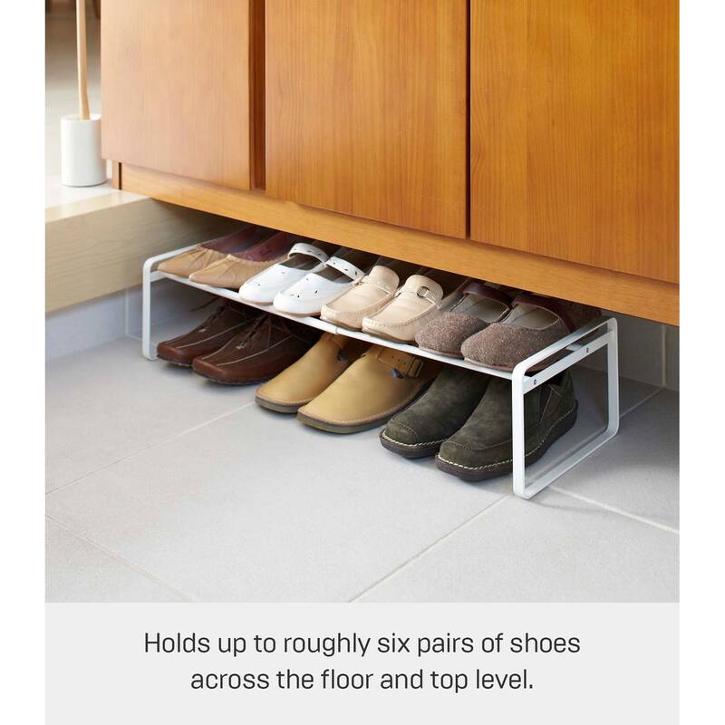 Yamazaki Home Stackable Shoe Rack, Steel, Holds up to 4 pairs of shoes per shelf, Holds 6.6 lbs, Expandable